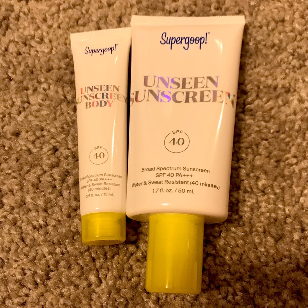 NEW Supergoop Unseen Sunscreen and travel body